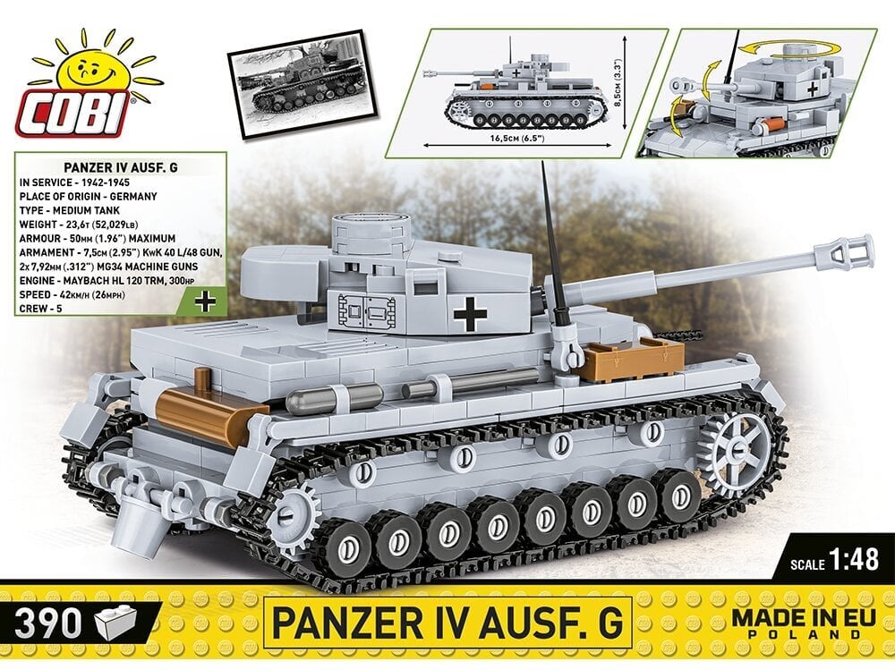 COBI - Plastkonstruktorid Panzer IV Ausf.G, 1/48, 2714 цена и информация | Klotsid ja konstruktorid | kaup24.ee