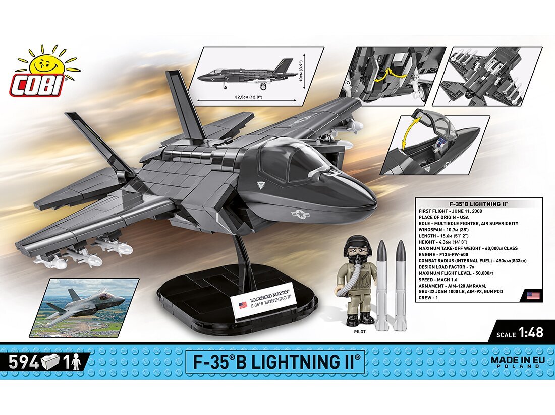 COBI - Plastkonstruktorid F-35B Lightning II USA, 1/48, 5829 цена и информация | Klotsid ja konstruktorid | kaup24.ee