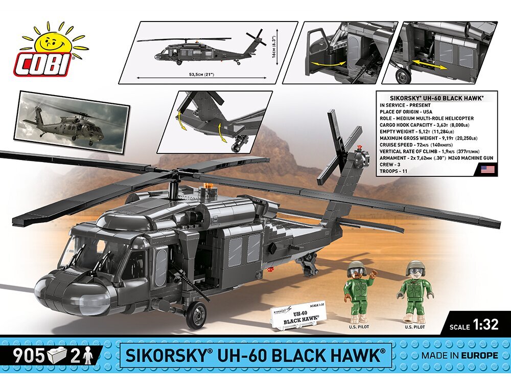 COBI - Plastkonstruktorid Sikorsky UH-60 Black Hawk, 1/32, 5817 hind ja info | Klotsid ja konstruktorid | kaup24.ee