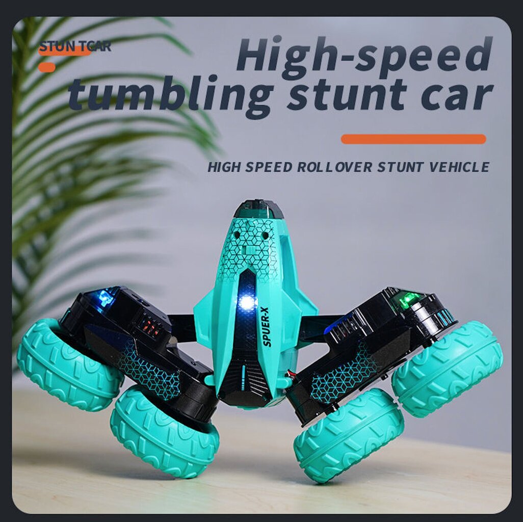 RC trikiauto muusika, LED-tulede ja suitsuefektiga Tumbling Stunt Car цена и информация | Poiste mänguasjad | kaup24.ee