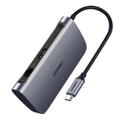 Адаптер UGREEN 7в1 CM212 USB-C PD Hub 100W, 2x USB-A 3.0, HDMI 4K|30Hz, SD|TF, RJ45 цена и информация | Адаптеры и USB-hub | kaup24.ee