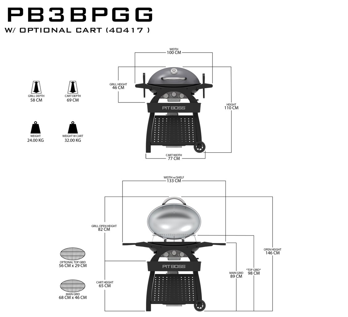 Kaasaskantav gaasigrill Pit Boss Sportsman 3 hind ja info | Grillid | kaup24.ee