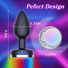 Anal plug with flashing light base and remote control - Black цена и информация | Анальные игрушки | kaup24.ee