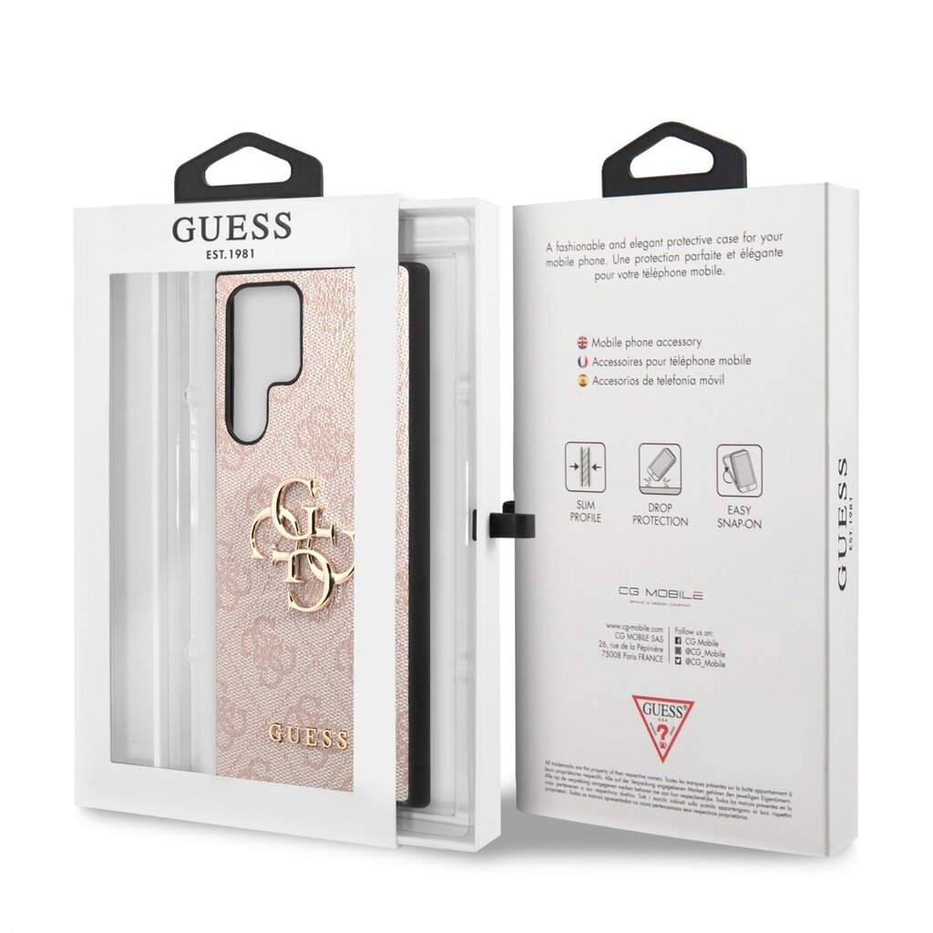 Telefoniümbris Guess PU 4G Metal Logo - Samsung Galaxy S23 Ultra, roosa hind ja info | Telefoni kaaned, ümbrised | kaup24.ee