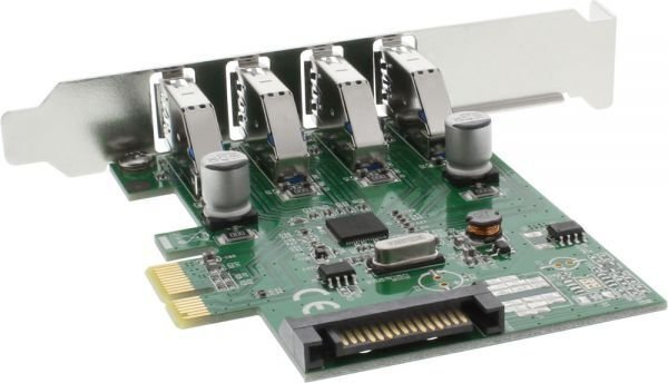 InLine USB 3.0 4 Port Host Controller PCIe incl. Low Profile Bracket and 4 Pin Aux. Power (76661C) hind ja info | Regulaatorid | kaup24.ee