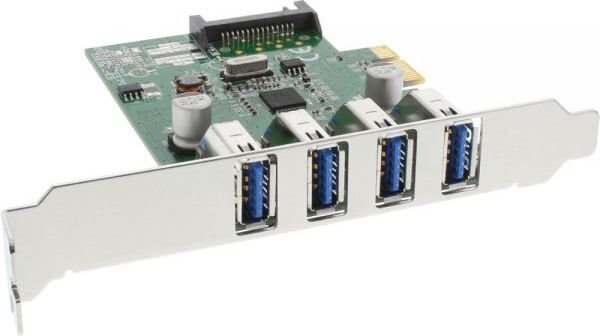 InLine USB 3.0 4 Port Host Controller PCIe incl. Low Profile Bracket and 4 Pin Aux. Power (76661C) цена и информация | Regulaatorid | kaup24.ee