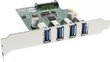 InLine USB 3.0 4 Port Host Controller PCIe incl. Low Profile Bracket and 4 Pin Aux. Power (76661C) цена и информация | Regulaatorid | kaup24.ee