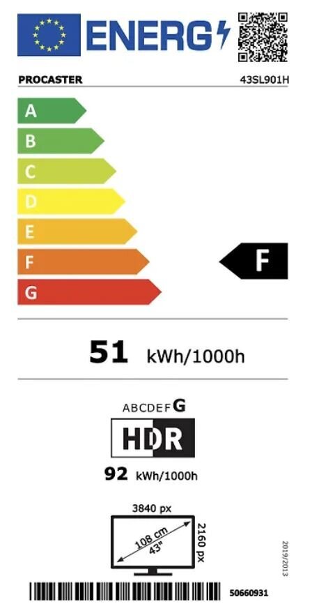 ProCaster 43SL901H цена и информация | Telerid | kaup24.ee