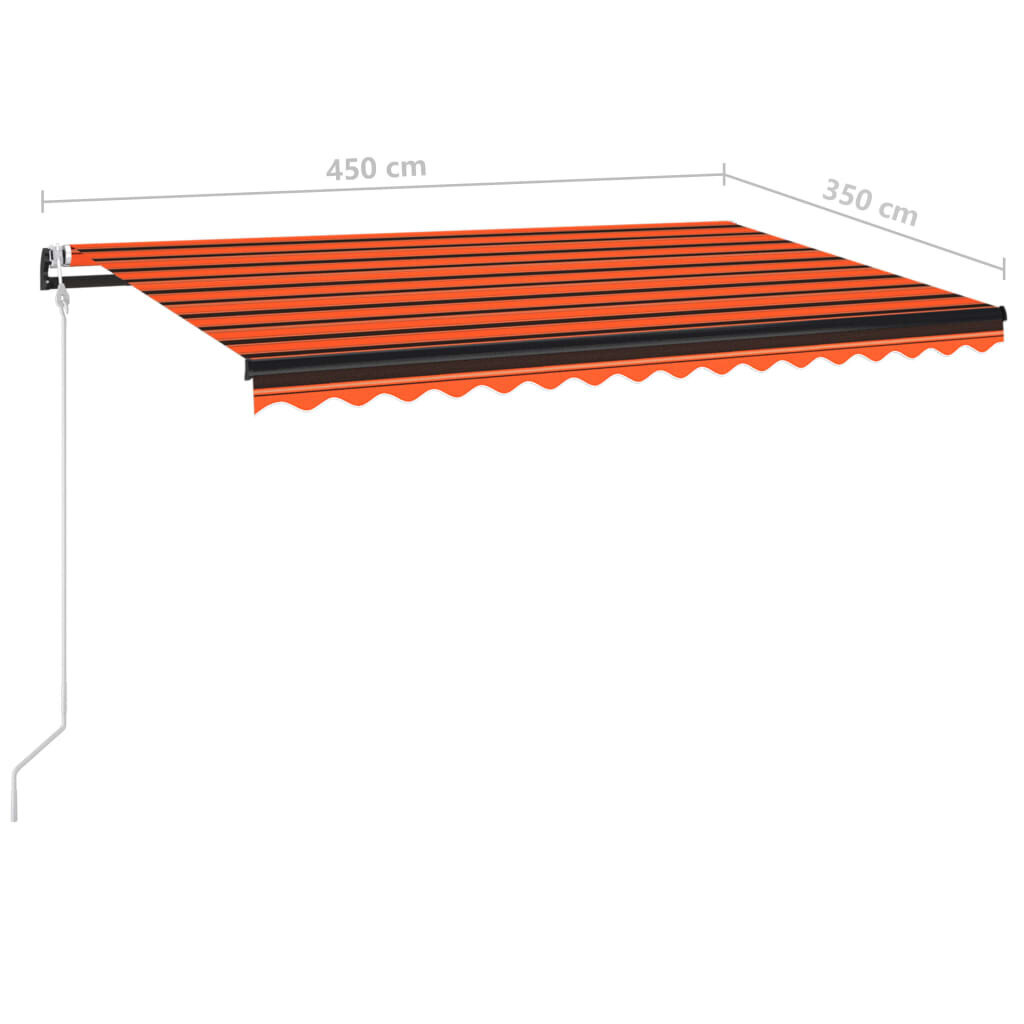 vidaXL automaatne varikatus, LED, tuuleandur, 450x350 cm, oranž/pruun hind ja info | Päikesevarjud, markiisid ja alused | kaup24.ee