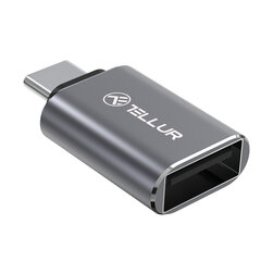 Переходник Tellur USB-C на USB-A M/F 10 Гбит/с, алюминиевый сплав 3A цена и информация | Адаптер Aten Video Splitter 2 port 450MHz | kaup24.ee