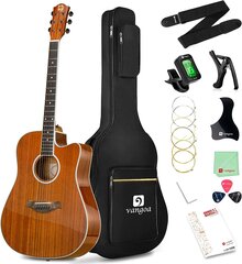 Акустическая гитара Vangoa VG-1 с набором для начинающих, коричневая цена и информация | Гитары | kaup24.ee
