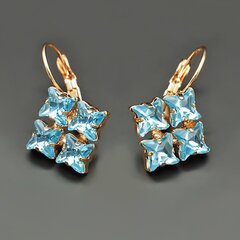 Naiste kõrvarõngad DiamondSky „Crystal Twister Aquamarine Blue“ koos Swarovski kristallidega hind ja info | Kõrvarõngad | kaup24.ee
