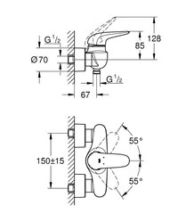 Grohe Eurostyle смеситель для душа, хром 23722003 цена и информация | Смесители | kaup24.ee