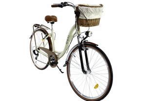 Naiste jalgratas Davi Maria, amortisaatoriga, alumiinium, 7 Shimano käiguvahetajat, 160-185 cm pikk, 28" alumiiniumveljed, punutud korv hind ja info | Jalgrattad | kaup24.ee
