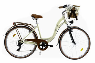 Naiste jalgratas Davi Maria, amortisaatoriga, alumiinium, 7 Shimano käiguvahetajat, 160-185 cm pikk, 28" alumiiniumveljed, punutud korv hind ja info | Jalgrattad | kaup24.ee