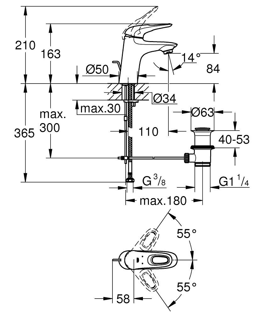 Valamusegisti GROHE Eurostyle Single M, valge 33558LS3 hind ja info | Vannitoa segistid | kaup24.ee