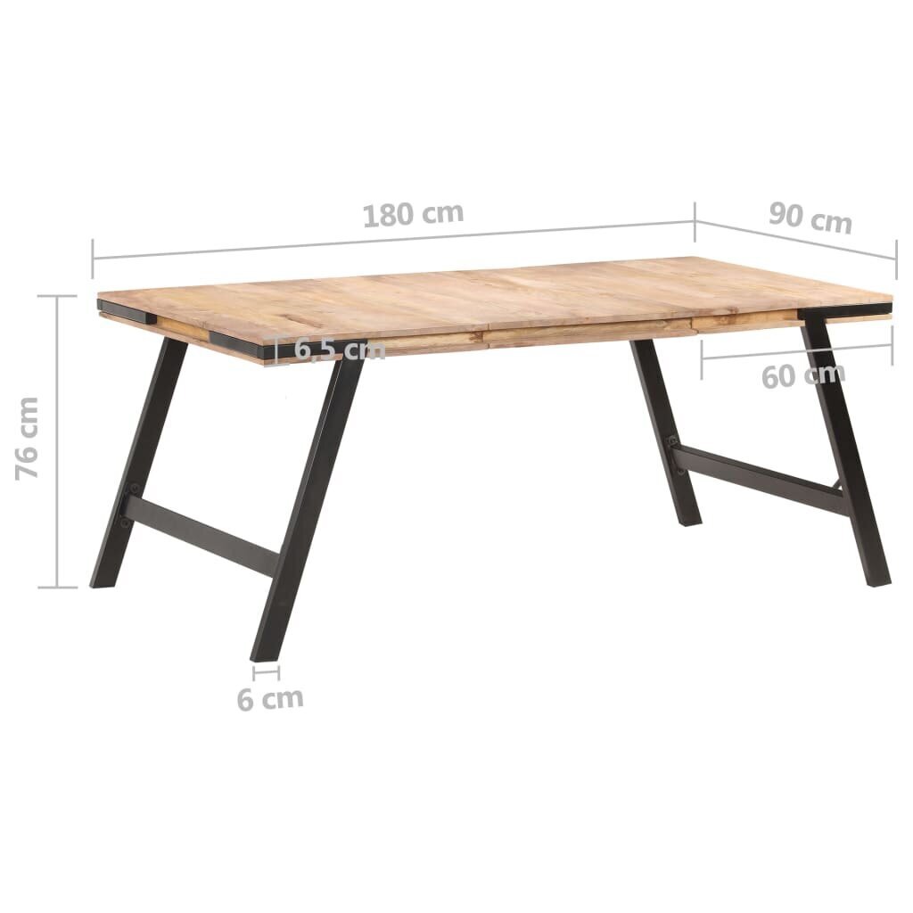 vidaXL söögilaud, 180 x 90 x 76 cm, mangopuit hind ja info | Köögi- ja söögilauad | kaup24.ee