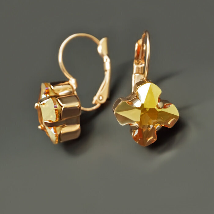 Naiste kõrvarõngad DiamondSky „Byzantine Cross Metallic Sunshine“ koos Swarovski kristallidega hind ja info | Kõrvarõngad | kaup24.ee