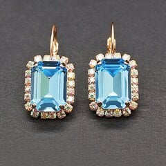 Naiste kõrvarõngad DiamondSky „Lourdes II Aquamarine Blue“ koos Swarovski kristallidega hind ja info | Kõrvarõngad | kaup24.ee