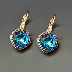 Naiste kõrvarõngad DiamondSky „Vintage IV Bermuda Blue“ koos Swarovski kristallidega цена и информация | Серьги | kaup24.ee