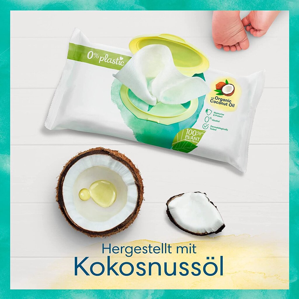 Pampers Harmonie Coco beebisalvrätikud, 1 pakk, 42 ​​salvrätikut, kookosõli niisutav ja kaitsev hind ja info | Niisked salvrätikud | kaup24.ee