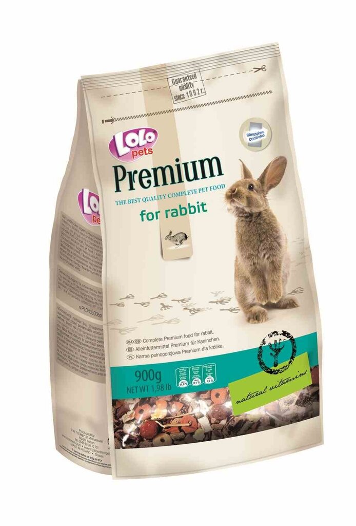 LoLo Pets Premium täissööt jänestele 900g цена и информация | Toit väikeloomadele | kaup24.ee