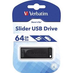 "флэш-накопитель verbatim usb, usb 2.0, 64 гб, слайдер, черный, 98698, usb a, с телескопическим разъемом цена и информация | USB накопители данных | kaup24.ee