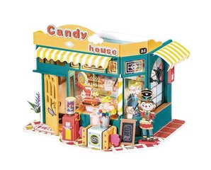 Puidust kokkupandav miniatuurne Robotime 3D Candy House цена и информация | Конструкторы и кубики | kaup24.ee