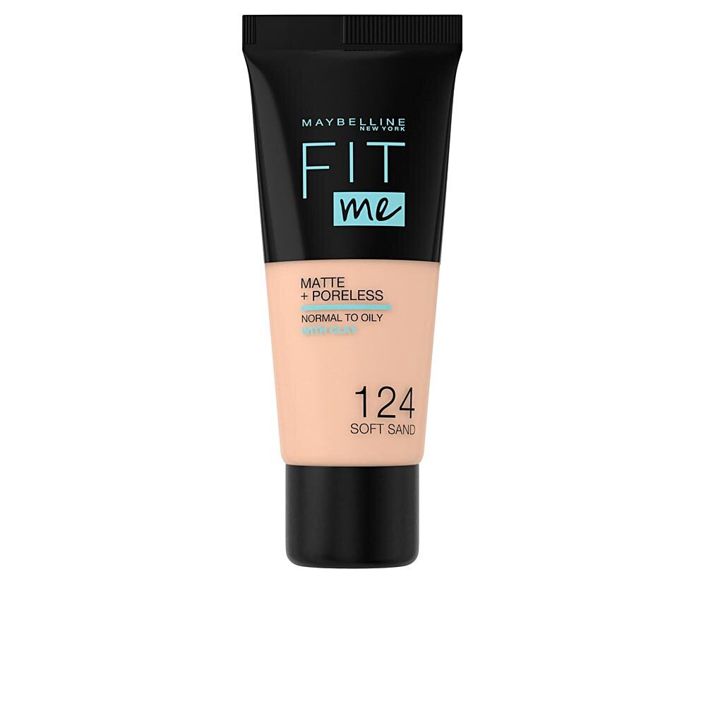 Maybelline Fit Me Matte + Poreless Foundation 124 Soft Sand 30ml hind ja info | Jumestuskreemid, puudrid | kaup24.ee