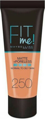 Maybelline Fit Me Matte + Poreless Foundation 124 Soft Sand 30ml hind ja info | Jumestuskreemid, puudrid | kaup24.ee