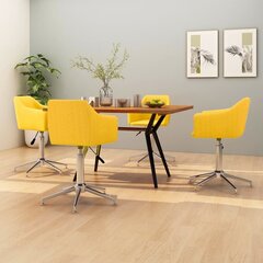 vidaXL pööratavad söögitoolid 4 tk, kollane, kangas hind ja info | Söögilaua toolid, köögitoolid | kaup24.ee