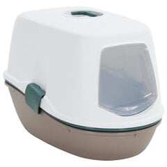 vidaXL kassi liivakast kinnine, valge ja pruun, 58,5x39,5x43 cm, PP цена и информация | Туалеты для кошек | kaup24.ee