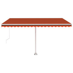 vidaXL iseseisev käsitsitõmmatav varikatus, 450 x 350 cm, oranž/pruun цена и информация | Зонты, маркизы, стойки | kaup24.ee