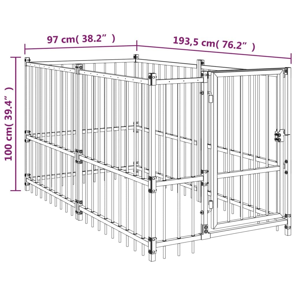 vidaXL koeraaedik, must, 193,5 x 97 x 100 cm, teras цена и информация | Transportkorvid, puurid | kaup24.ee