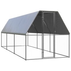 vidaXL õue kanapuur, 2 x 6 x 2 m, tsingitud teras цена и информация | Скворечники, кормушки, клетки | kaup24.ee