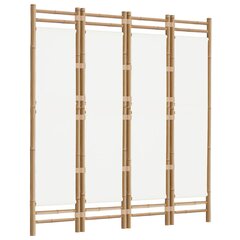 vidaXL kokkupandav 4 paneeliga ruumijagaja, 160 cm, bambus ja lõuend hind ja info | Sirmid ja vaheseinad | kaup24.ee