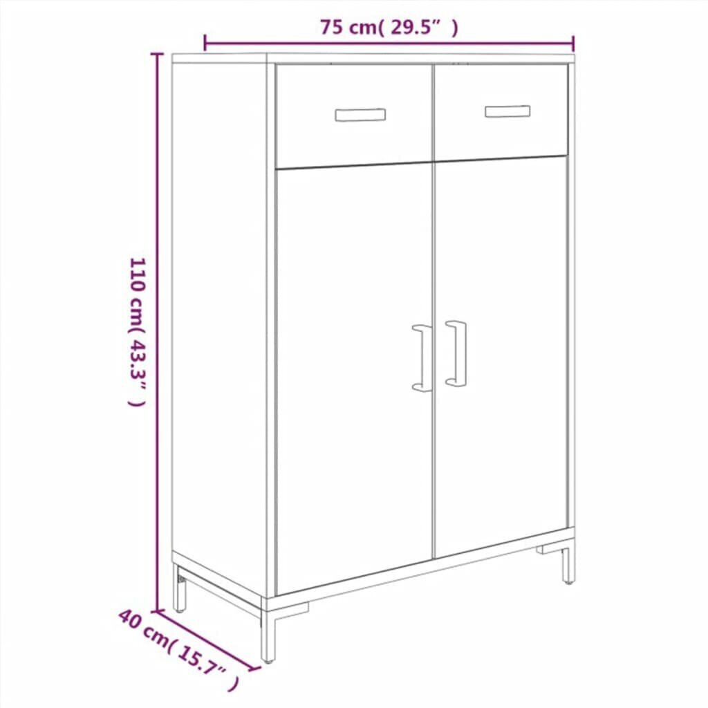 vidaXL kingariiul, must, 75 x 40 x 110 cm, männipuit цена и информация | Jalatsikapid, jalatsiriiulid | kaup24.ee