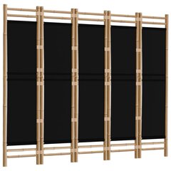 vidaXL kokkupandav 5 paneeliga ruumijagaja, 200 cm, bambus ja lõuend цена и информация | Мобильные стенки | kaup24.ee