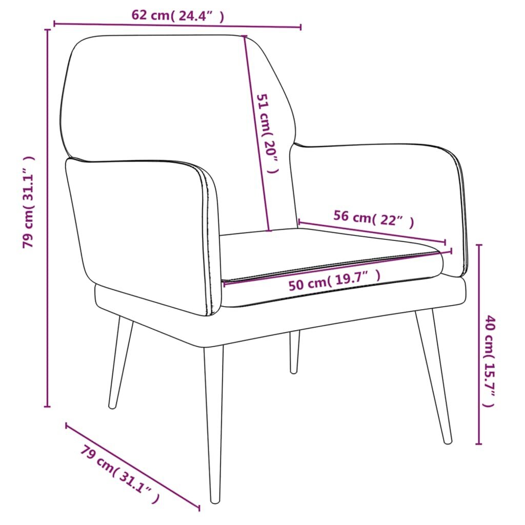 vidaXL tugitool, tumehall, 62 x 79 x 79 cm, samet hind ja info | Tugitoolid ja tugitoolvoodid | kaup24.ee