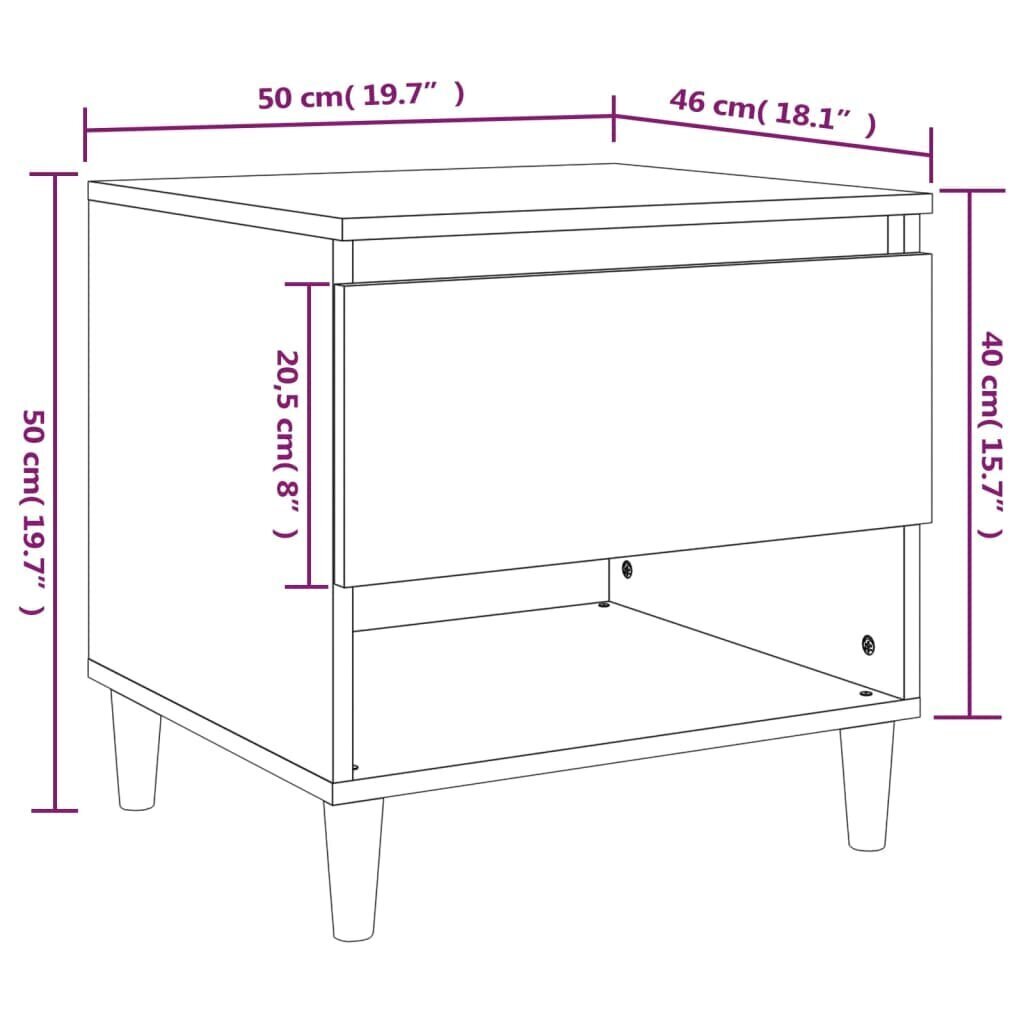 vidaXL öökapid 2 tk, betoonhall, 50 x 46 x 50 cm, tehispuit hind ja info | Öökapid | kaup24.ee