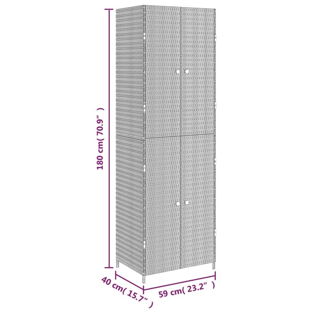 vidaXL aia hoiukapp, must, 59 x 40 x 180 cm, polürotang цена и информация | Elutoa väikesed kapid | kaup24.ee