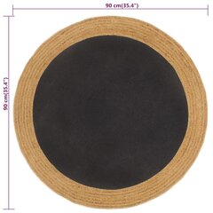 vidaXL punutud põrandavaip, must ja naturaalne, 90 cm, džuut/puuvill цена и информация | Ковры | kaup24.ee