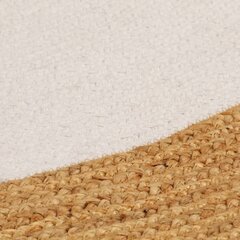vidaXL punutud põrandavaip, valge ja naturaalne, 90 cm, džuut/puuvill цена и информация | Коврики | kaup24.ee