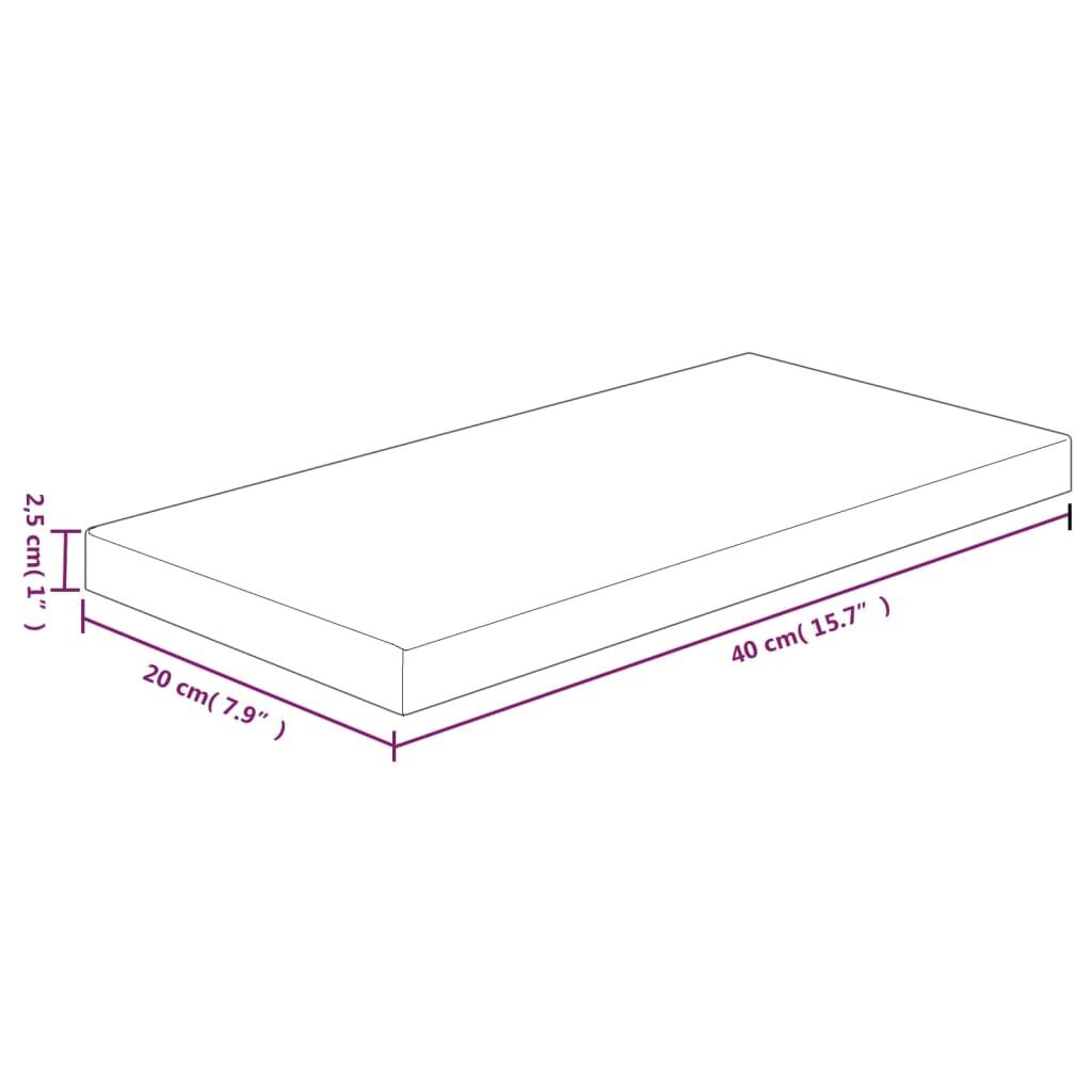 vidaXL riiuliplaat, 40x20x2,5 cm, töötlemata tammepuit цена и информация | Riiulid | kaup24.ee