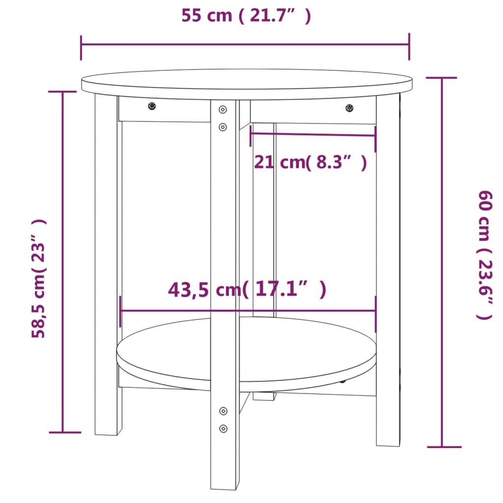 vidaXL kohvilaud, valge, Ø55 x 60 cm, männipuit hind ja info | Diivanilauad | kaup24.ee