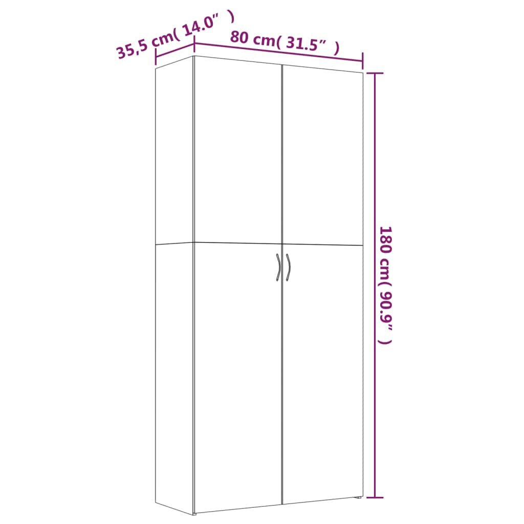 vidaXL kingakapp, suitsutatud tamm, 80 x 35,5 x 180 cm, tehispuit цена и информация | Jalatsikapid, jalatsiriiulid | kaup24.ee