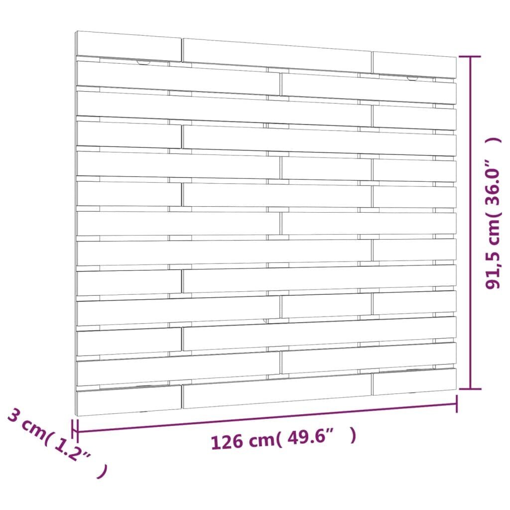 vidaXL seinale kinnitatav voodipeats, hall, 126x3x91,5 cm, männipuit hind ja info | Voodid | kaup24.ee