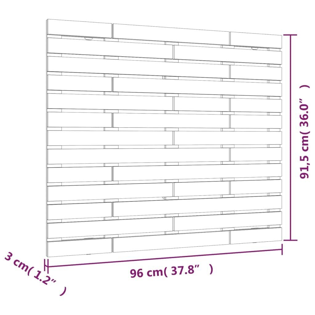 vidaXL seinale kinnitatav voodipeats, must, 96x3x91,5 cm, männipuit hind ja info | Voodid | kaup24.ee