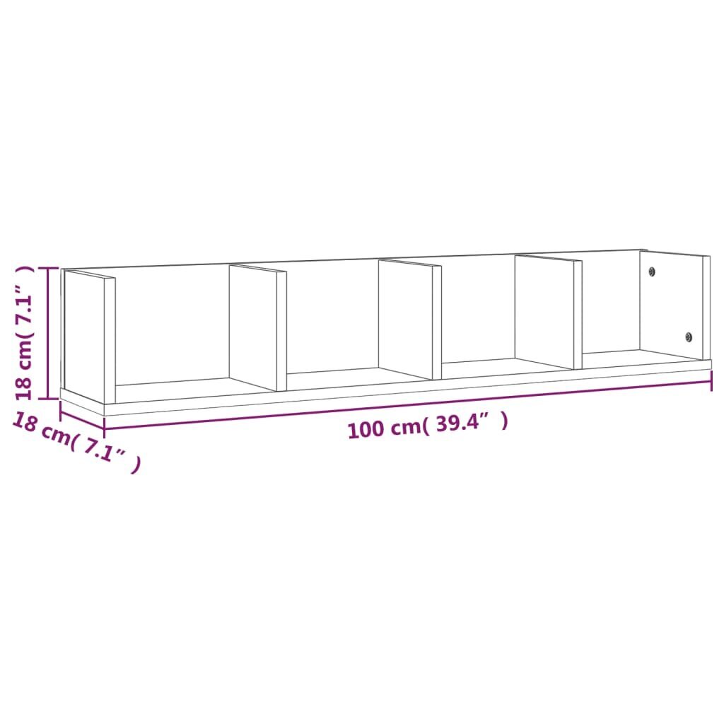 vidaXL CD-seinariiul, pruun tamm, 100 x 18 x 18 cm, tehispuit hind ja info | Riiulid | kaup24.ee