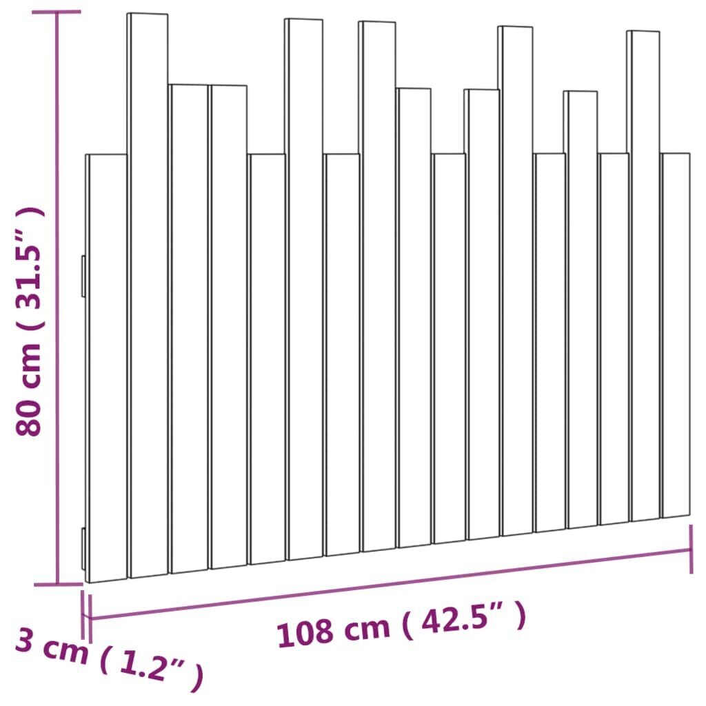 vidaXL seinale kinnitatav voodipeats, meepruun, 108x3x80 cm, männipuit цена и информация | Voodid | kaup24.ee